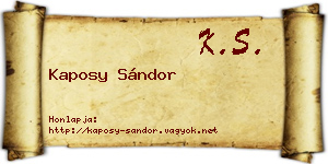 Kaposy Sándor névjegykártya