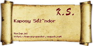 Kaposy Sándor névjegykártya