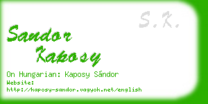 sandor kaposy business card