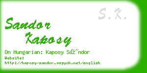 sandor kaposy business card